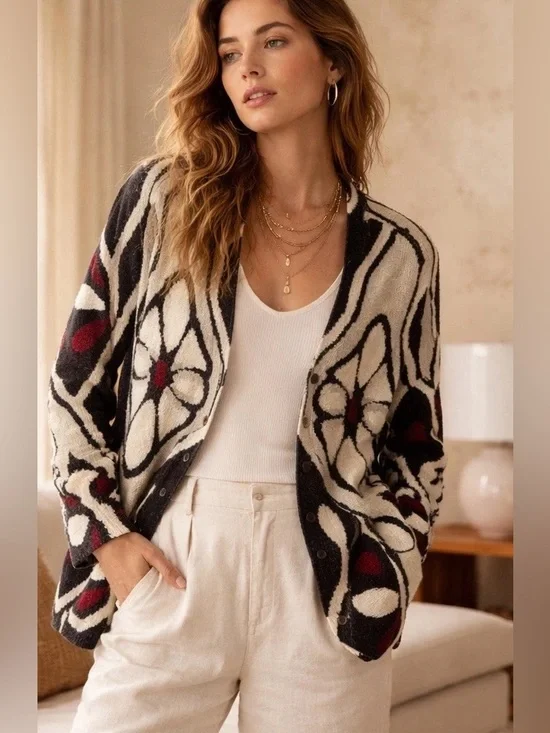 Anthropologie Field Flower Cardigan Cotton Blend Size S - Picture 1 of 7